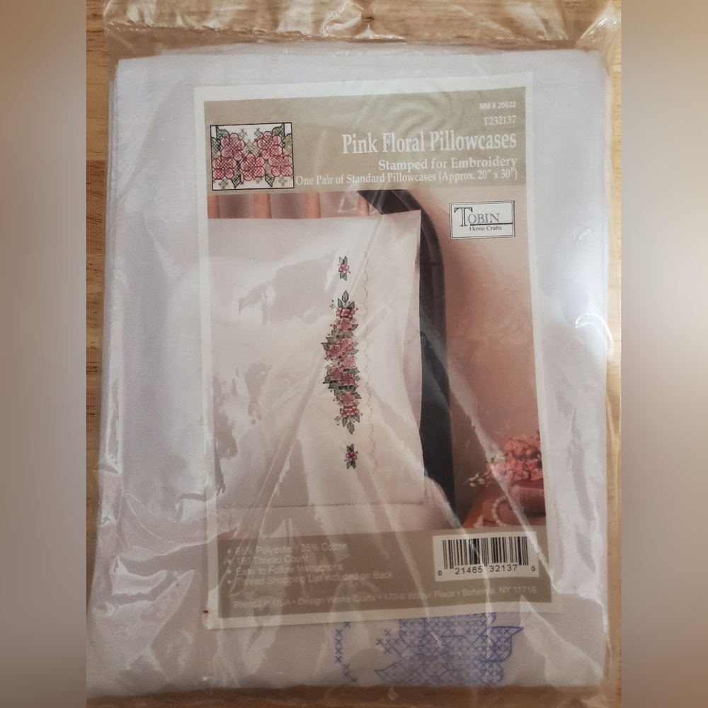 Tobin Pink Floral Stamped Embroidery Pillowcases
